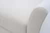 Close-up of the Belmont slope arm with self piping in Belgian linen