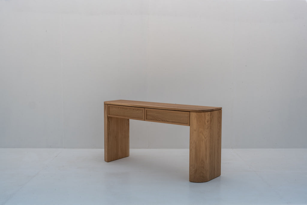 Sorrento solid oak console table with two drawers in Dubai