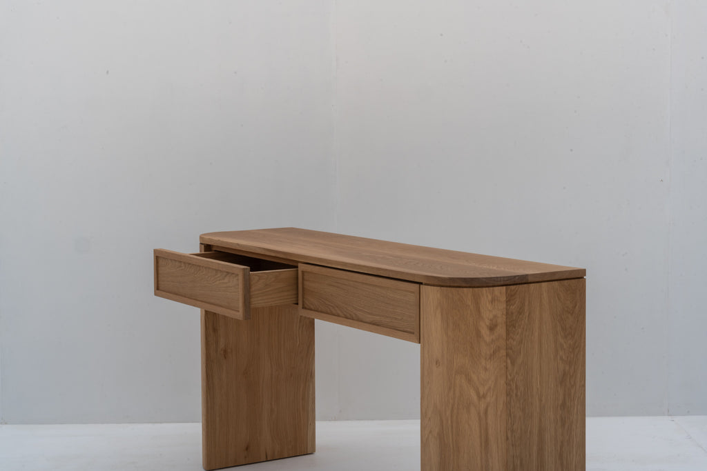 Sorrento solid oak console table with two drawers in Dubai