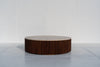 Natural travertine stone top on Milo walnut coffee table