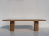 Calder Oak Dining Table in natural oak with two fluted pedestal legs