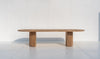 Calder Oak Dining Table in natural oak with two fluted pedestal legs