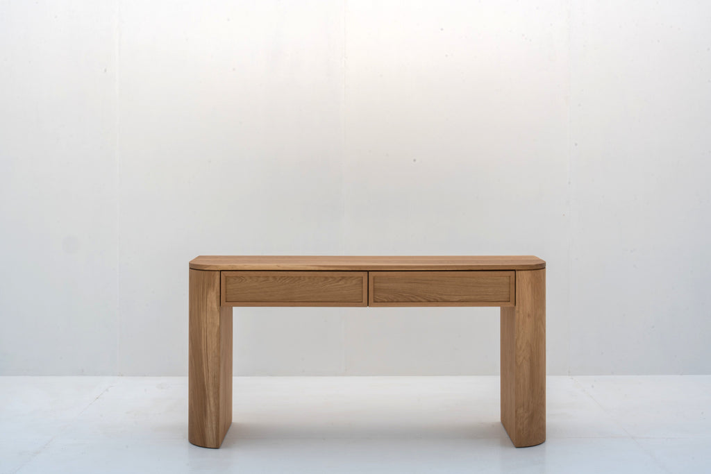 Sorrento Oak Console Table with storage drawer open
