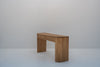 Solid oak console table with softly rounded corners and natural oak finish