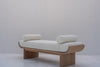 Bouclé upholstered bedroom bench made from solid oak
