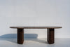 Livia oval Emperador Dark marble dining table, 244 x 102 cm, front view