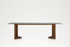 Pietra 260 cm stone top dining table on teak frame legs, straight-on view