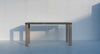 Pietra teak and stone outdoor bar table seating 6 to 8, full-length view