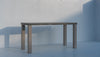 Pietra stone top bar table with teak legs at 110 cm bar height, three-quarter view