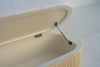 Inside the Savannah ottoman storage bench, hinge and gas-assisted lid stay detail