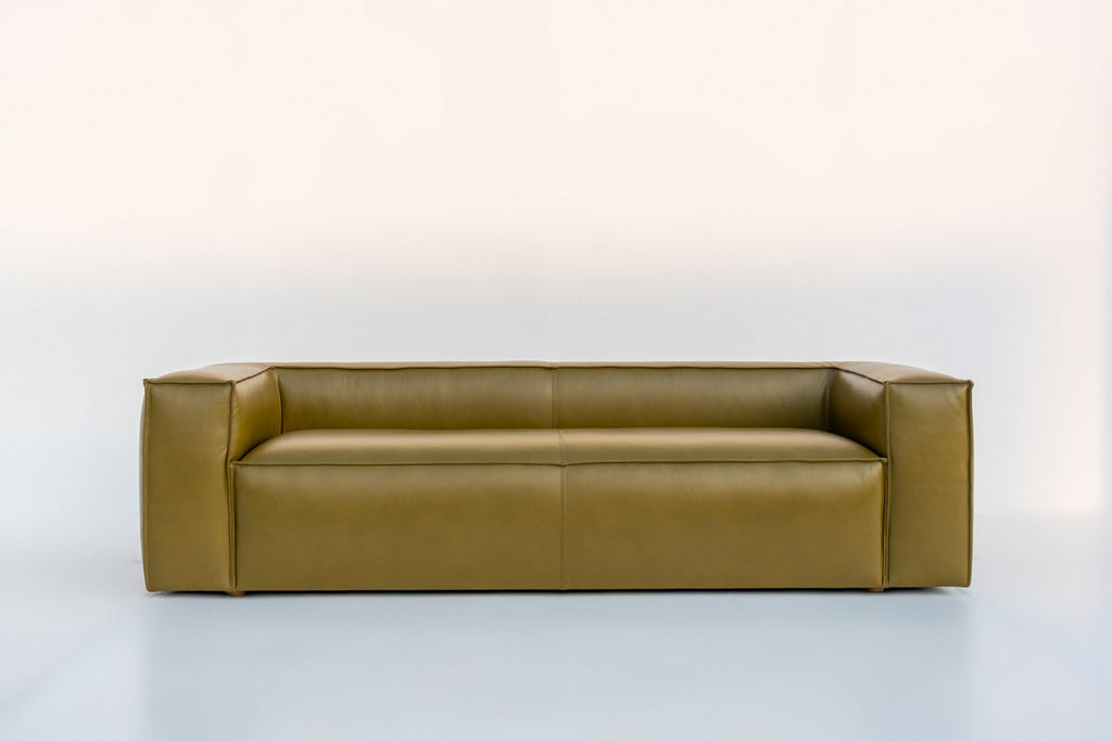3 seater leather sofa in Dubai, 240 cm Verde sofa in olive green leather