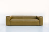 Verde Leather Sofa in green Italian leather, front view, handmade in Dubai by Adams Furniture